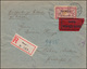 28 Aufdruckmarke 2 M Auf 1 Fr Eil-R-Brief MEMEL 18.10.20 Nach Löbau, Altprüfung - Memelgebiet 1923