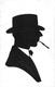 SILHOUETTE - MAN WITH HAT ~ AN OLD POSTCARD #94009 - Silhouette - Scissor-type