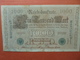 Reichsbanknote 1000 MARK 1910 CACHET VERT ALPHABET "H" (B.4) - 1000 Mark