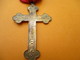 Croix Pendante Avec Ruban Rouge/CHRIST/Je Vous Serai Fidèle Toujours Seigneur/Fleur De Lys/Vers 1900-1920  CRX7 - Religion & Esotérisme