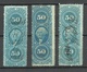 USA 1860ies Internal Revenue Tax Washington 50 C., Color Varieties Different Printings O - Revenues