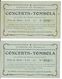 LOT 2 BILLETS CONCERTS - TOMBOLA  PROFIT ECOLES MUNICIPALES DE DARDILLY 69 RHONE 20/05/1909  PUBLICITÉS AU VERSO - Lottery Tickets