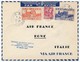 TUNISIE - Enveloppe De Tunis 1947 - Griffe "reprise Du Service Aérien TUNIS-ROME - Première Liaison Air France 25/3/1947 - Luftpost