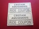 SHAMOKIN Shamokin PA CHRISTIANI AMUSEMENTS RIDE COUPON  Ticket Single  Billet Ticket PENSILVANIE USA - Biglietti D'ingresso