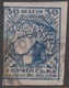 Ukraine 1918: Freimarken 30 Sch Preußischblau Geschnitten Gestempelt Mi. 3Bb - Ukraine