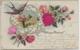 AK 0272  Gruss-Karte - Schwalbe , Landschaft , Blumen Aus Filz Ca. Um 1900 - Malerei & Gemälde