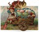 Carte à Système Exceptionnelle: Poussin Escamotable Tirant Un Chariot D'oeufs. Roue Et Pattes Mobiles. Parfait état. - A Systèmes