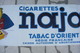 TABAC - PAR DRANSY GRANDE AFFICHE PUBLICITAIRE 1937 ENTOILEE CIGARETTES NAJA  119 X 39 CM Création De La Vasselais Paris - Advertising Items