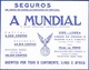 Advertising Card/ Calender - A Mundial, Compnhia De Seguros / Lisboa E Porto - 1944 - Publicidad