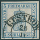 MECKLENBURG SCHWERIN 3 O, 1856, 5 S. Blau, K2 GÜSTROW, Pracht, Fotoattest Pfenninger, Mi. 400.- - Mecklenburg-Schwerin