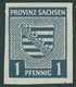 PROVINZ SACHSEN 66Y *, 1945, 1 Pf. Schwärzlichgrünlichblau, Wz. 1Y, Falzrest, Pracht, Gepr. Zierer Und Fotoattest Dr. Ja - Other & Unclassified