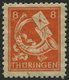 THÜRINGEN 96AYyy **, 1945, 8 Pf. Rotorange, Spargummierung, Dünnes Papier, Pracht, Attestkopie Herpichböhm, Mi. 100.- - Autres & Non Classés