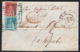 Toscana 1851 1cr.+2cr. Su Lettera Da Livorno A Napoli 12/3/56 Sass.4+5 O/Used VF/F - Toscana