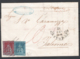 Toscana 1851 1cr.+2cr. Su Lettera Da Livorno A Palermo 21/12/52 Sass.4a+5a O/Used VF/F - Toscana