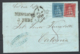 Toscana 1851 1cr.+2cr. Su Lettera Da Livorno A Catania 1/2/53 Sass.4+5a O/Used VF/F - Toscana