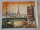 Paris Bords De Seine Ces Barques Et Bateaux, La Tour Effel - Peinture à L'Huile Sur Toile 59cm X 49cm - Huiles