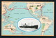 C1918-28 COL PC O.S.K LINE "HOKKAI MARU" IN VIGNETTE WITH MAP OF PACIFIC ROUTES - Piroscafi