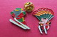 2 Pin's,Comics,Elephant,BABAR,ski, Parachute,sport - BD