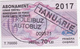 Moldova , Moldavie , Chisinau ,  Trolley  Bus  Ticket ,  Monthly Pass , Januarie ,  2017 , Used - Other & Unclassified