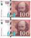 LOT De 2 X 100 FRANCS CEZANNE 1997 En NEUF Numéros à Suivre !!!  Alphabet K @ FAY 74/01 - 100 F 1997-1998 ''Cézanne''