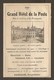 PUBLICITE R°/V° 1925 - PAU GRAND HOTEL De La POSTE PROPRIETAIRE Mr DABBADIE - GRAND HOTEL De La PAIX BERNIS FRERES - Publicités