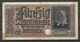 Germany WWII Occupation 1940-1945 Bank Note 50 Reichsmark, Seria A, Used - 2° Guerra Mondiale
