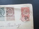 Belgien 1895 GA Umschlag Mit 7 Zusatzfrankaturen Staatswappen Mit Verbindungsleiste Nach Leoben Steiermark - Briefumschläge