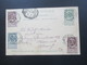 Belgien 1896 GA Mit 3 Zusatzfrankaturen Staatswappen Mit Verbindungsleiste Nach Leoben Steiermark Strichstempel - Cartes Postales 1871-1909