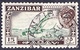 ZANZIBAR 1957 15 Cents Green & Sepia SG360 Fine Used - Zanzibar (...-1963)