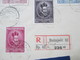 Ungarn 1935 Nr. 522 - 527 Satzbrief Einschreiben Budapest 62 Luftpostbrief An Richard Borek In Braunschweig Mit Ak Stemp - Cartas & Documentos