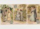 3 Cartes Fantaisie Gaufrées / Couple /Rencontre , Déclaration , Baiser - Couples