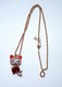 SUPERBE CHAINE DOREE ET PENDENTIF CHAT STRASS PERLE ROUGE   // NEUVE - Collane/Catenine