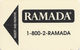 Ramada Hotel Room Key Card - 1/00 Manufacturer Mark On Reverse - Hotel Keycards