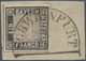 Bayern - Marken Und Briefe: 1849, SCHWARZER EINSER 1 Kreuzer Schwarz, Platte 1 Auf Briefstück Mit Ha - Other & Unclassified