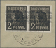 Bizone: 1948, Bandaufdruck 2 Pfg. Vierseitig UNGEZÄHNT Im Waagrechten Paar Auf Briefstück In Luxus-E - Autres & Non Classés