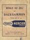 Brochure Publicitaire Champagne Mercier - Règle Du Jeu BACKGAMMON - Publicités