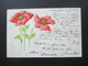 Österreich 1900 AK / Gemalte Blumen Mit Kleinen Perlen Auf Der Blüte Strichstempel Graz Mattighofen - Blumen