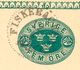 SCHWEDEN 1895, "FISKEBÄCKSKIL" Sehr Selt. K1 U. K2 "UPSALA 2.TUR." Klar A. 5 (FEM) Öre Grün GA-Postkarte, Kab. - 1872-1891 Ringtyp