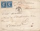 LETTRE. 1854. N° 14 BLEU LAITEUX. 40c.  INSUFFISANT POUR LONDRES. ATTACHE A L'AMBASSADE.  CACHET CIRE COURONNE - 1849-1876: Période Classique