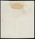 India 1856/64 Imperf Proof Of QV ½a Blue Die I, On Yellowish Paper Without Watermark, Blk/4, Small Thin On Top Left Stam - ...-1852 Prephilately