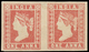India 1854 QV 1a Dull Red, Imperf, Die II, Horizontal Pair With Good Margins On All Sides, Without Gum As Issued. SG 14, - ...-1852 Préphilatélie