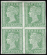 India 1854 2a Green, Imperf Blk/4 (pos.20/21;28/29), Unused Without Gum As Issued. SG 31 £1400+ - ...-1852 Préphilatélie