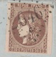 NORD - LILLE - SECTION DE FIVES - CERES DE BORDEAUX - 30c BRUN N°47 OBLITERATION GC2046 C - TARIF FRONTALIER POUR LA BEL - 1849-1876: Classic Period