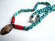 Collier Turquoise, Masque En Corne, Corail Rouge, Lave Noire, Bijou Homme, Collier Surfeur, Bijou Biker, Belle Finition, - Ethniques