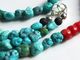 Collier Turquoise, Masque En Corne, Corail Rouge, Lave Noire, Bijou Homme, Collier Surfeur, Bijou Biker, Belle Finition, - Ethniques