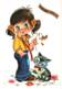 CPM - ILLUSTRATION Signée JOSE - Scène JEUNE FILLE Avec CHAT - " BONNE FETE" - Dessins D'enfants