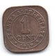 Straits Settlements 1 Cent 1919 - Malaysia