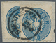 Österreich: 1863/1864, 10 Kreuzer Blau + 10 Kr Senkr. HALBIERUNG (li. Hälfte) Ideal Zentrisch überge - Ungebraucht