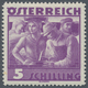 Österreich: 1934, Freimarken "Trachten", 5 Sch. "Städtische Arbeit", Vier Gezähnte Offsetdruck-Probe - Unused Stamps