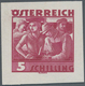 Österreich: 1934, Freimarken "Trachten", 5 Sch. "Städtische Arbeit", Drei Ungezähnte Stichtiefdruck- - Neufs